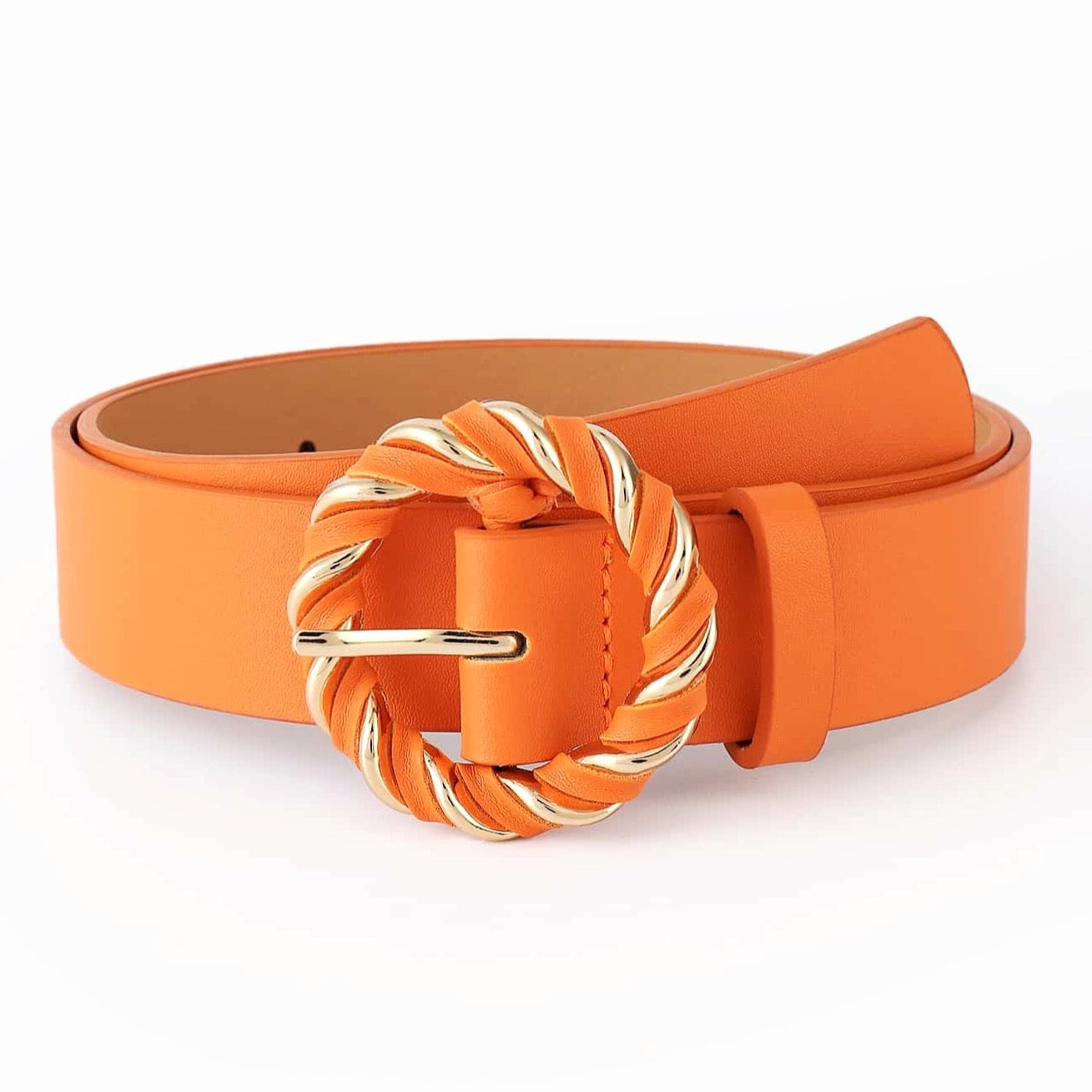 Orange Round Buckle Belt With Punch Tool – Simply Chrisel
