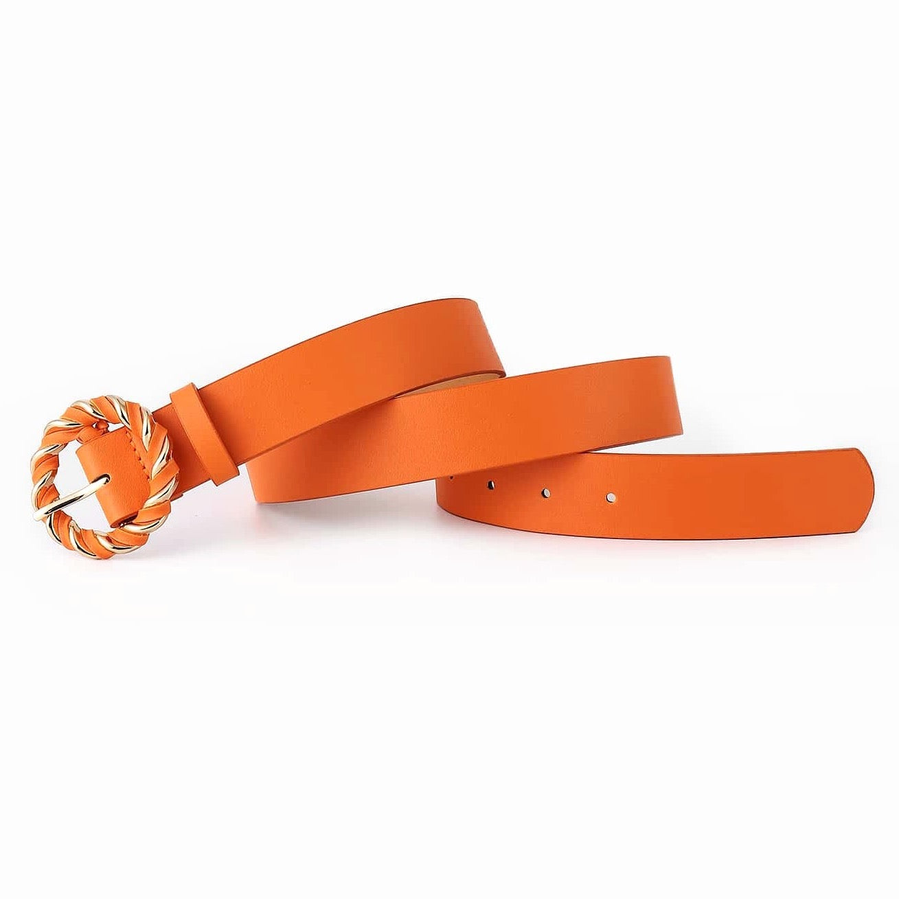 Orange Round Buckle Belt With Punch Tool – Simply Chrisel