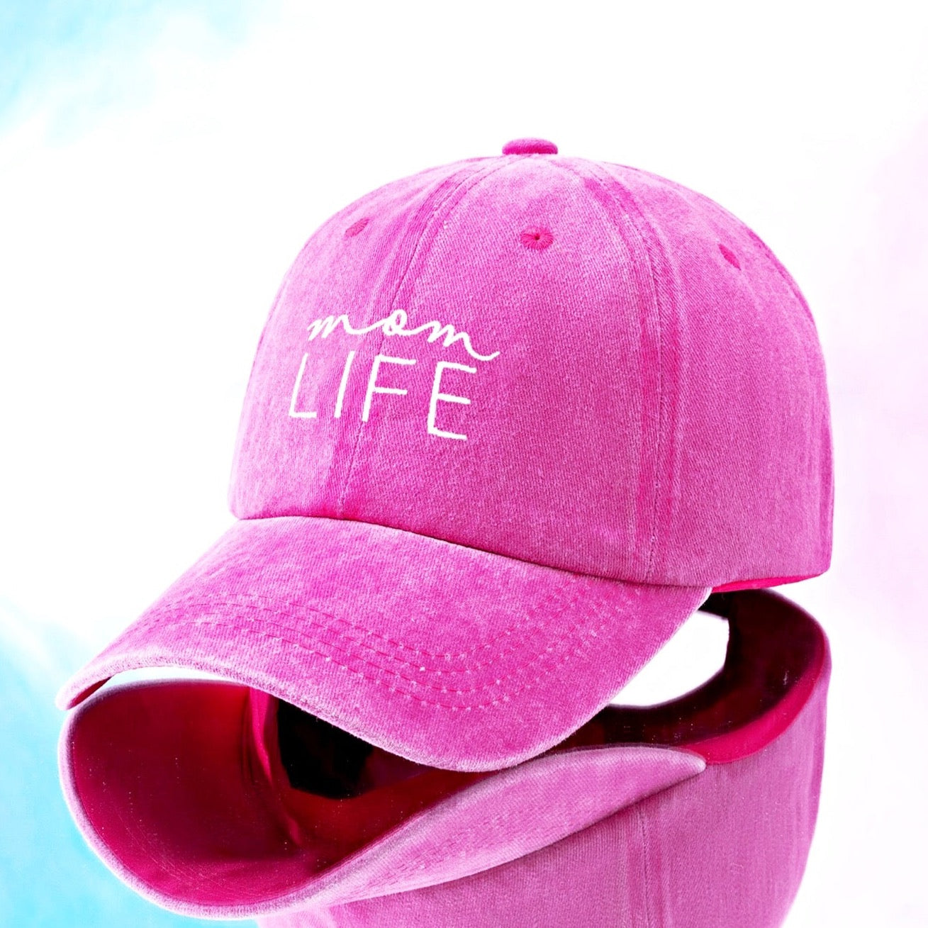 Embroidered Monogram Baseball Hat - Sprinkled With Pink