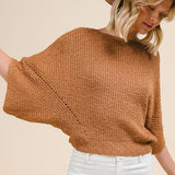 Dolman Boat Neck Sweater Top