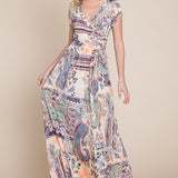 Paisley Wrap Dress with Sash Belt