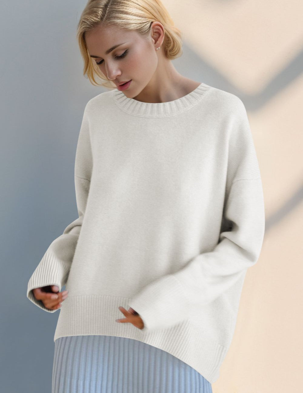 Basic Bae Round Neck Dropped Shoulder Sweater