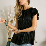 Amber Foil Blouse - Black