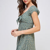 Sarah Floral Print Tie Front Dress