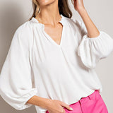 White  Puff Sleeve Blouse Top