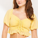 Amara Front Tie Top - Yellow