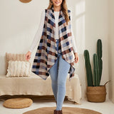 Plaid Asymmetrical Hem Vest Coat