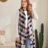 Plaid Asymmetrical Hem Vest Coat