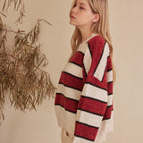 Striped Horizontal Bands Slightly Fuzzy Sweater