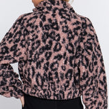 Long Sleeve Animal Print Faux Fur Jacket