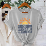 Sunnies Sandals and Sangria Graphic Tee - Athletic Gray