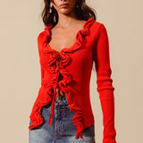 Amanda Tie Front Sweater Top