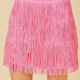 Western Side Zipper Fringe Mini Skirt