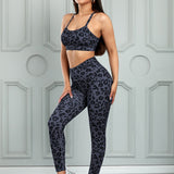 Leopard Cutout Sports Bra and Leggings Set