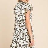 Ivory Satin Print Dress