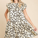 Ivory Satin Print Dress