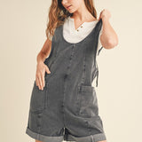 Front Pocket Denim Romper