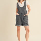 Front Pocket Denim Romper