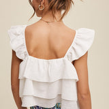 Riley Ruffled Top - Cream