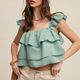 Copy of Riley Ruffled Top - Jade