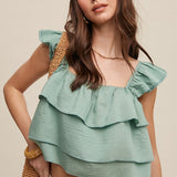 Copy of Riley Ruffled Top - Jade