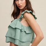 Copy of Riley Ruffled Top - Jade