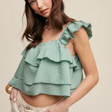 Copy of Riley Ruffled Top - Jade