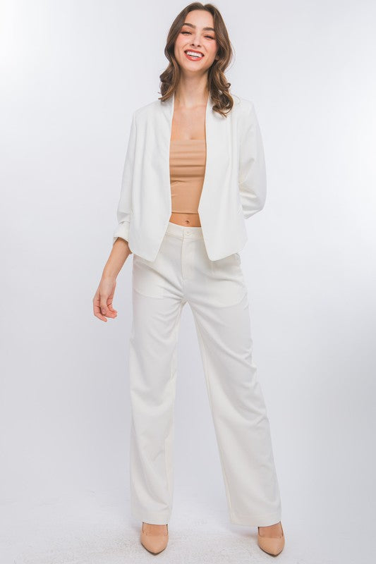 white pants dress Wide Leg High Waisted - All Pants NICOLA White Blazer Irish Regular-Fit Dress Pants -