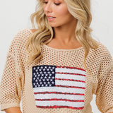 Sequin American Flag Knit  Cover Up