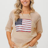 Sequin American Flag Knit  Cover Up