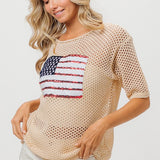 Sequin American Flag Knit  Cover Up