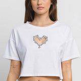 Amara Heart Crop Top - White