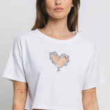 Amara Heart Crop Top - White