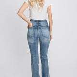 Distressed High Rise Stretch Mom Jeans