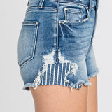 High Rise Striped Patched Shorts