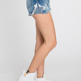 High Rise Striped Patched Shorts