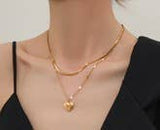 STAINLESS STEEL WATERPROOF TARNISH FREE NECKLACE | 40NK322: Gold
