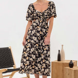 Bianca Floral Puff Sleeve Midi Dress