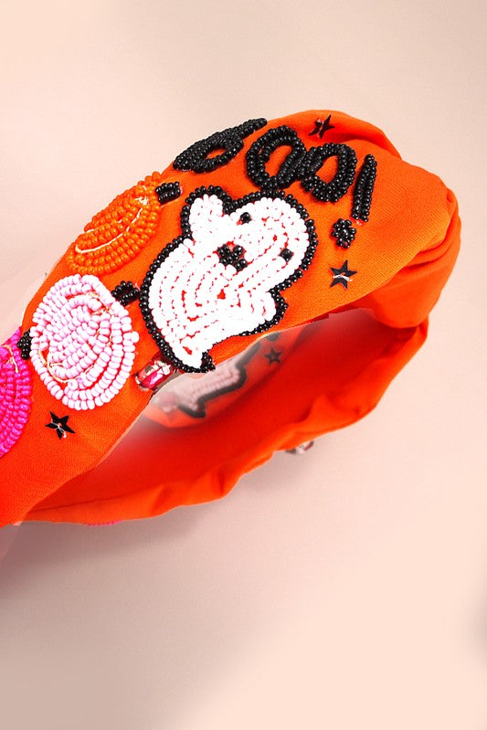 Boo Pumpkin Beaded Headband