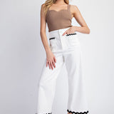 Ric Rac Trim Cropped Straight  Leg Pants