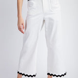 Ric Rac Trim Cropped Straight  Leg Pants