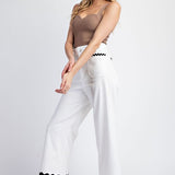 Ric Rac Trim Cropped Straight  Leg Pants