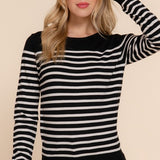 Alexa Stripe Sweater-Black/Ivory