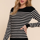 Alexa Stripe Sweater-Black/Ivory