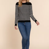 Alexa Stripe Sweater-Black/Ivory