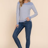 Alexa Stripe Sweater-Blue/Ivory