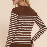 Alexa Stripe Sweater-Brown/Ivory