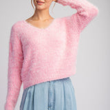 Cropped Mohair Sweater Top | Candy Pink