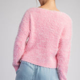 Cropped Mohair Sweater Top | Candy Pink