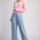 Cropped Mohair Sweater Top | Candy Pink